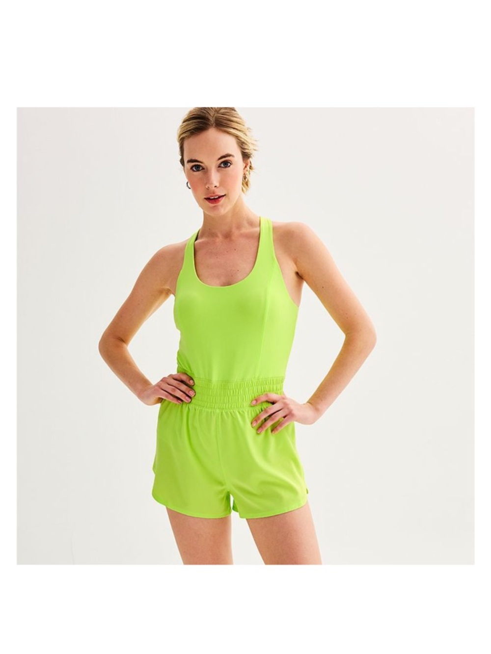SO juniors Neon Lime Sporty Crossback Romper